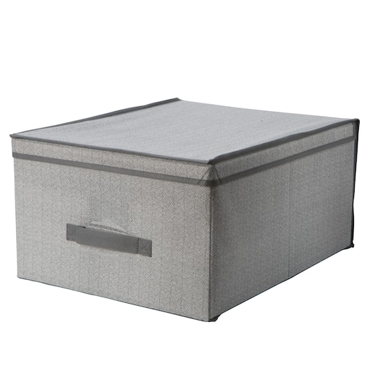 Simplify 16&#x22; Herringbone Gray Storage Box